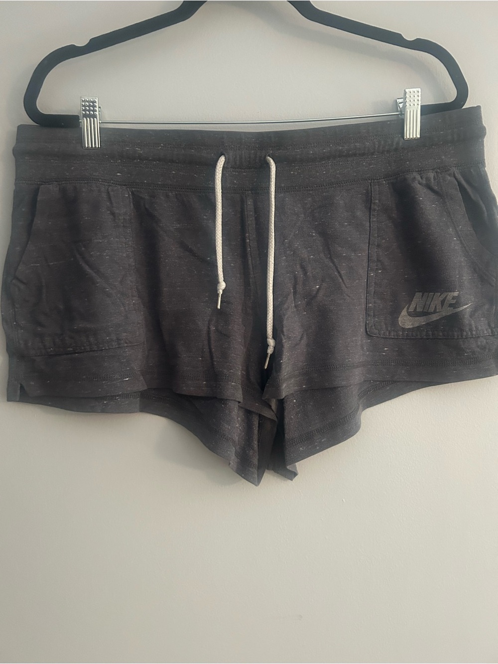 Nike Women's Black Speckled Lounge Shorts with Drawstring